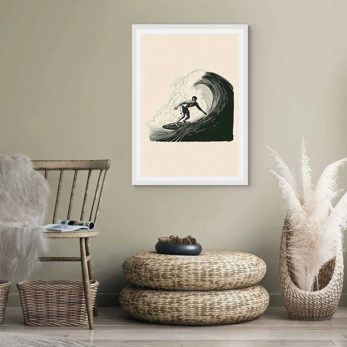 Affiche dans un cadre blanc - Poster - Le roi de la vague - 70x100 cm