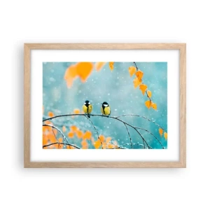 Affiche dans un chêne clair - Poster - Potins d'oiseaux - 40x30 cm