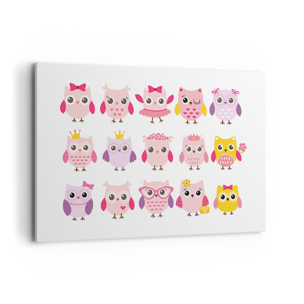 Impression sur toile - Image sur toile - Hiboux mignons aux couleurs pastel - 120x80cm - L'un est plus doux que l'autre - Décoration murale moderne pour le salon et la chambre ARTTOR