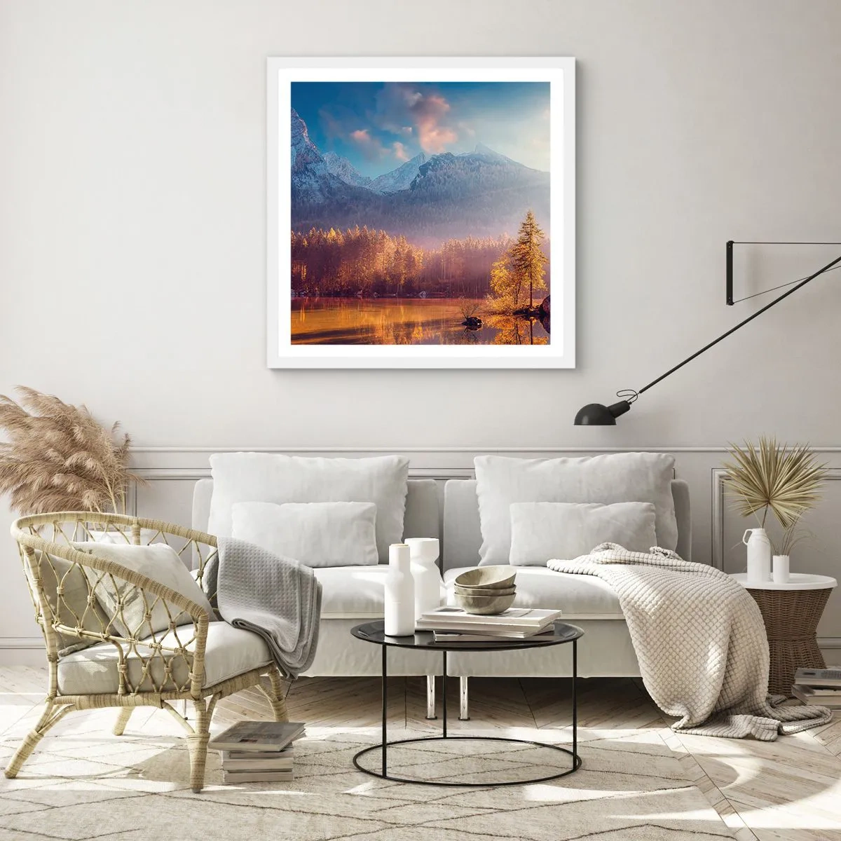 Affiche dans un cadre blanc - Poster - Dans les montagnes et les vallées - 40x40 cm