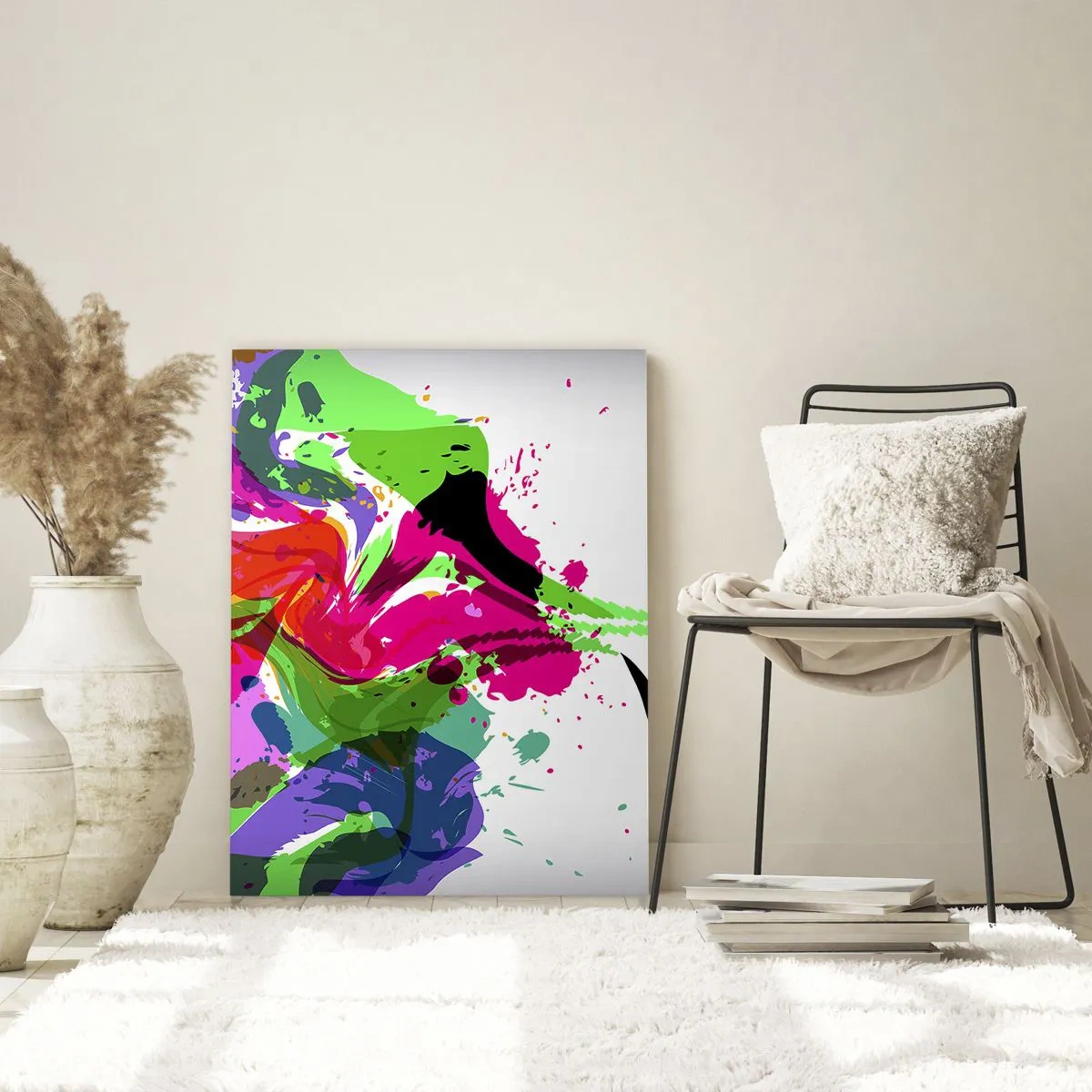 Impression sur verre - Image sur verre - Portrait abstrait coloré aux formes dynamiques - 80x120cm - Une histoire aux couleurs de l'arc-en-ciel - Décoration murale moderne pour le salon et la chambre ARTTOR