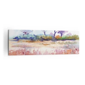 Impression sur toile - Image sur toile - Un paysage de savane pittoresque aux couleurs aquarelles - 160x50cm - Couleurs de savane - Décoration murale moderne pour le salon et la chambre ARTTOR