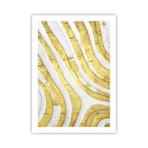 Affiche - Poster - Lignes dorées sur fond blanc dans un style abstrait - 50x70cm - Composition en blanc et or - Décoration murale moderne pour le salon et la chambre ARTTOR
