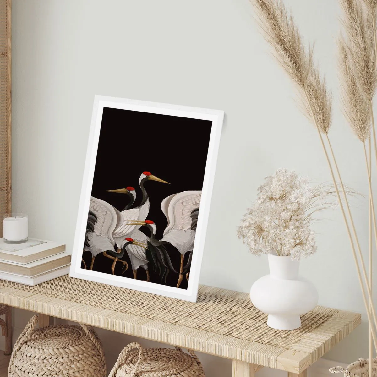 Affiche dans un cadre blanc - Poster - Histoire d'oiseaux - 50x70 cm