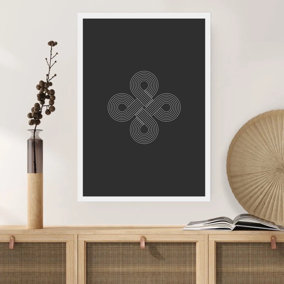 Affiche - Poster - Symbole géométrique sur fond noir - 50x70cm - Dans l'âme celtique - Décoration murale moderne pour le salon et la chambre ARTTOR