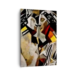 Impression sur toile - Image sur toile - Composition abstraite avec des silhouettes dans une forme dynamique - 70x100cm - Un baiser sculptural - Décoration murale moderne pour le salon et la chambre ARTTOR