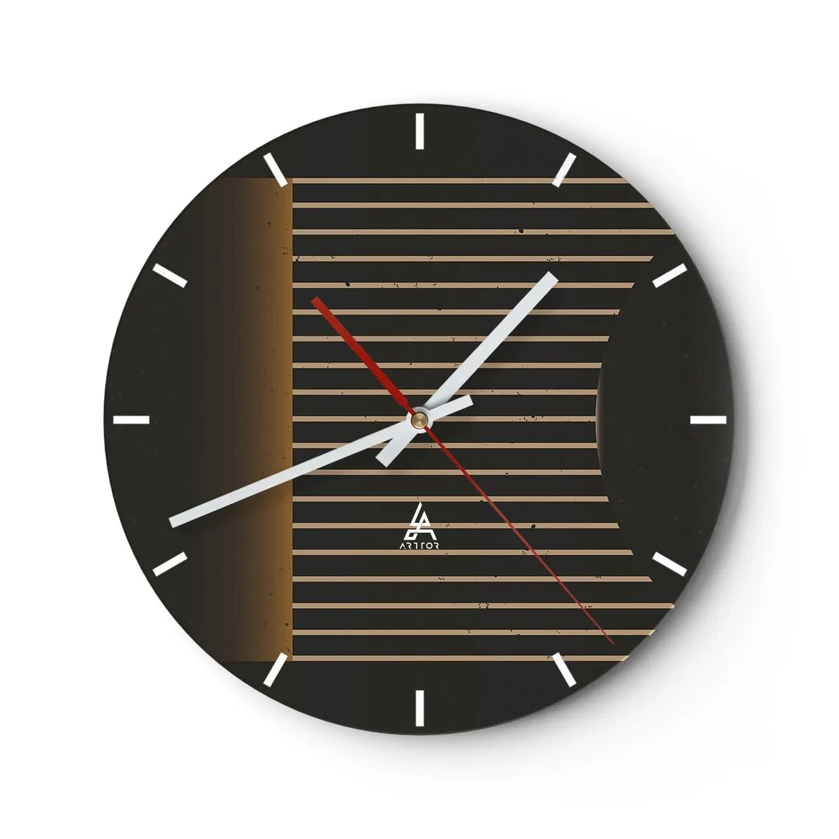 Horloge murale - Pendule murale - Une composition abstraite avec des lignes sur fond noir créant une impression de profondeur. - 30x30cm - Explorez les ténèbres - Décoration murale moderne pour le salon, la cuisine et la chambre ARTTOR