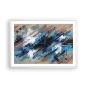 Affiche dans un cadre blanc - Poster - Diagonale de bleus - 70x50 cm