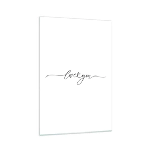 Impression sur verre - Image sur verre - L'inscription « Je t'aime » dans une police élégante - 70x100cm - Noir sur blanc - Décoration murale moderne pour le salon et la chambre ARTTOR
