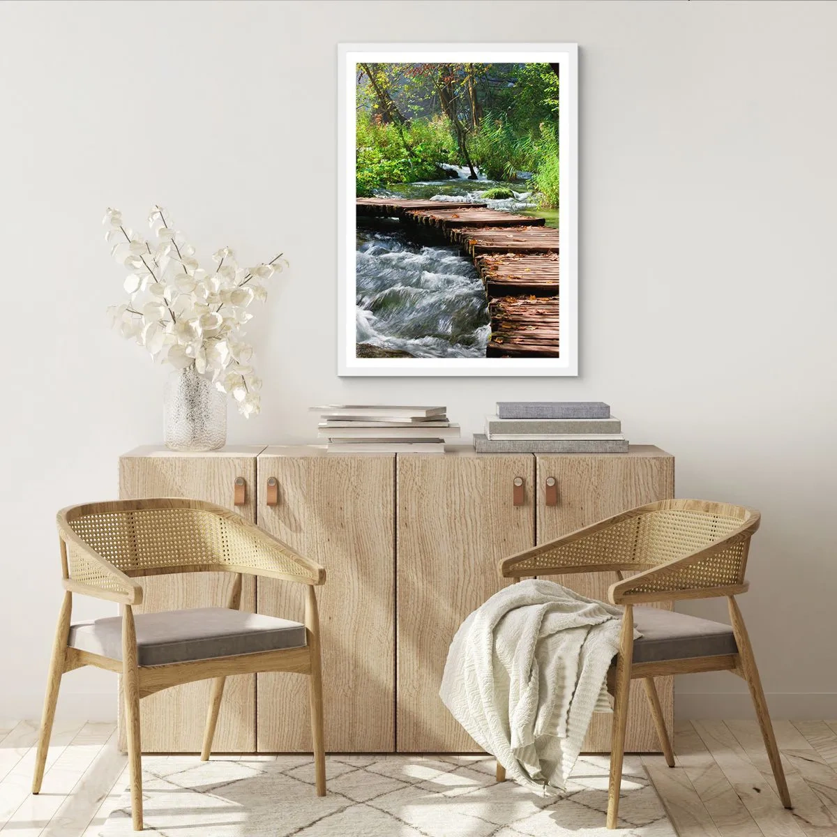 Affiche dans un cadre blanc - Poster - Au-dessus de la cascade mousseuse - 40x50 cm