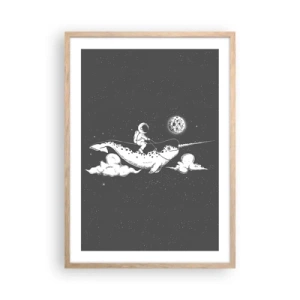 Affiche dans un chêne clair - Poster - Cavalier de l'espace - 50x70 cm