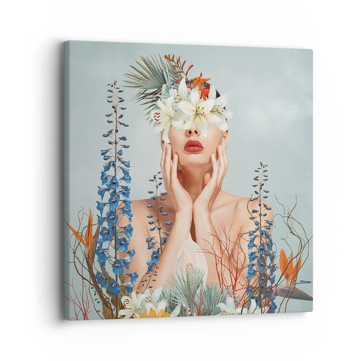 Impression sur toile - Image sur toile - Femme - fleur - 30x30 cm