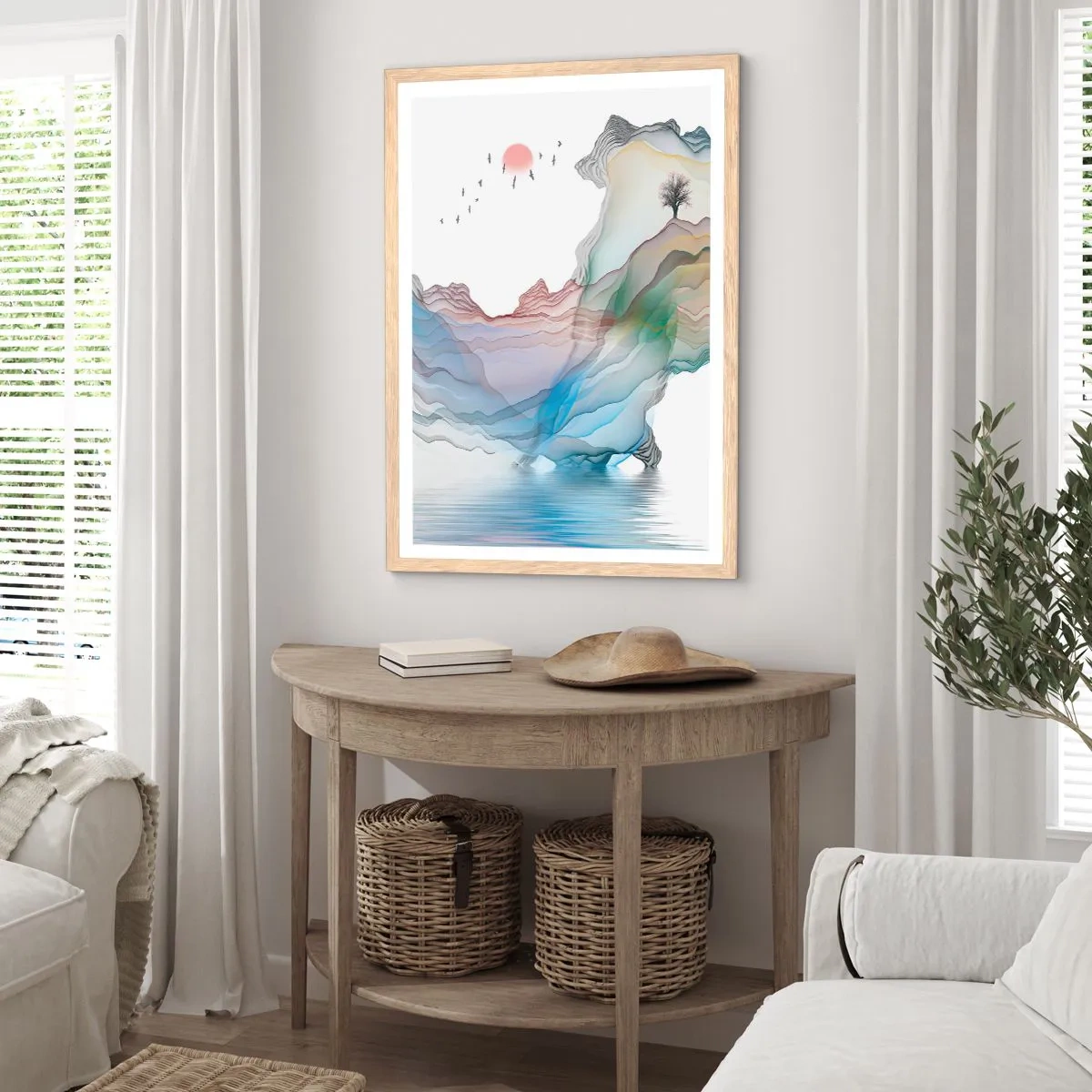 Affiche dans un chêne clair - Poster - Vers les montagnes de cristal - 50x70 cm