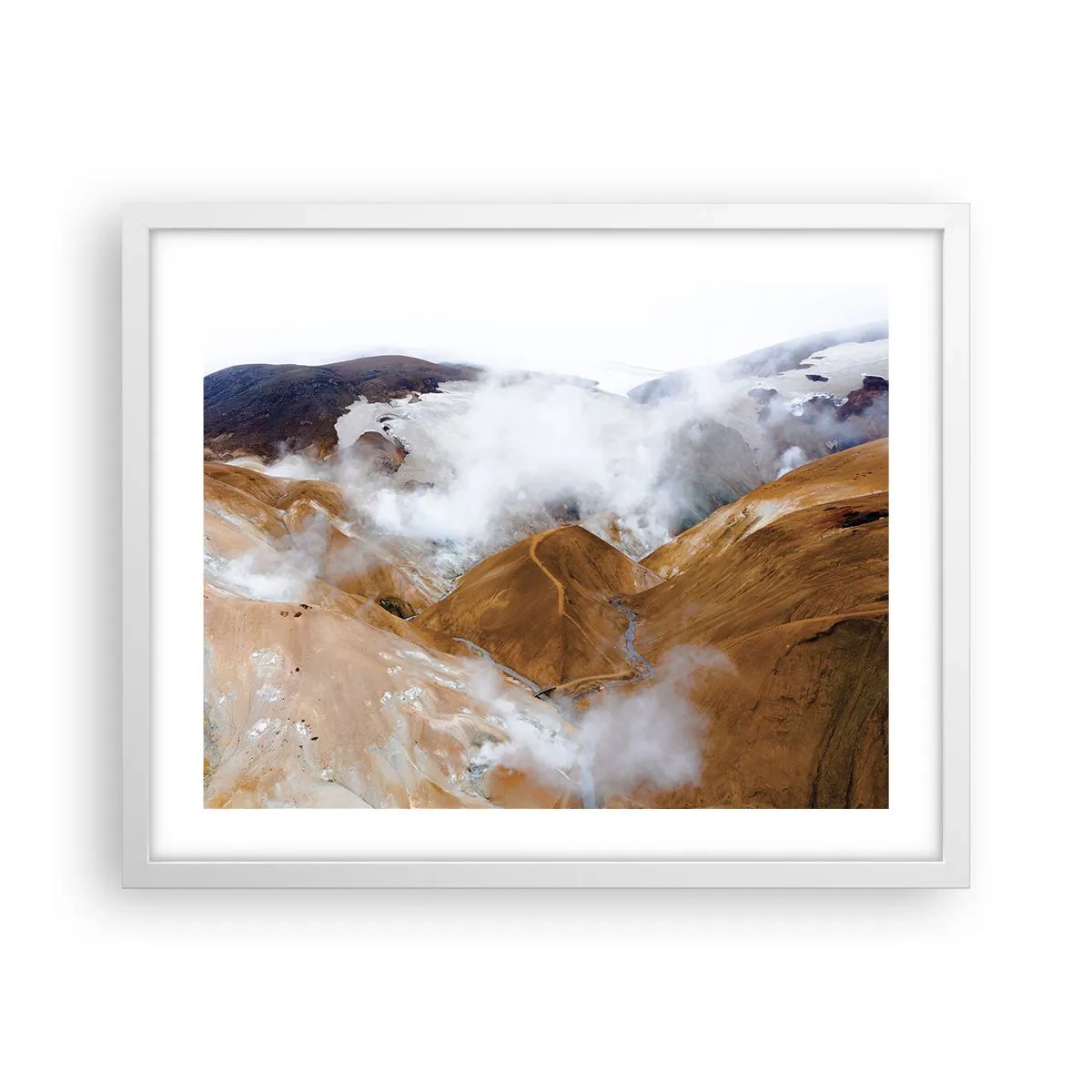 Affiche dans un cadre blanc - Poster - Le charme brut de l'Islande - 50x40 cm