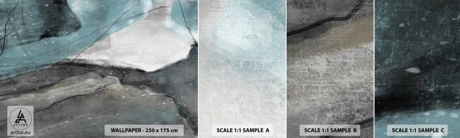 Échantillon de Papier Peint Autocollant Deluxe Sticker - Résumé : roches et glace - Minimalisme, Morceau, Moderne - 100x30 cm