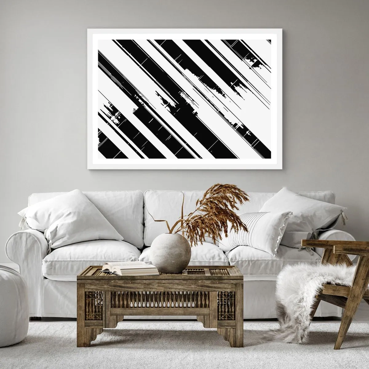 Affiche dans un cadre blanc - Poster - Une composition intense et dynamique - 60x60 cm