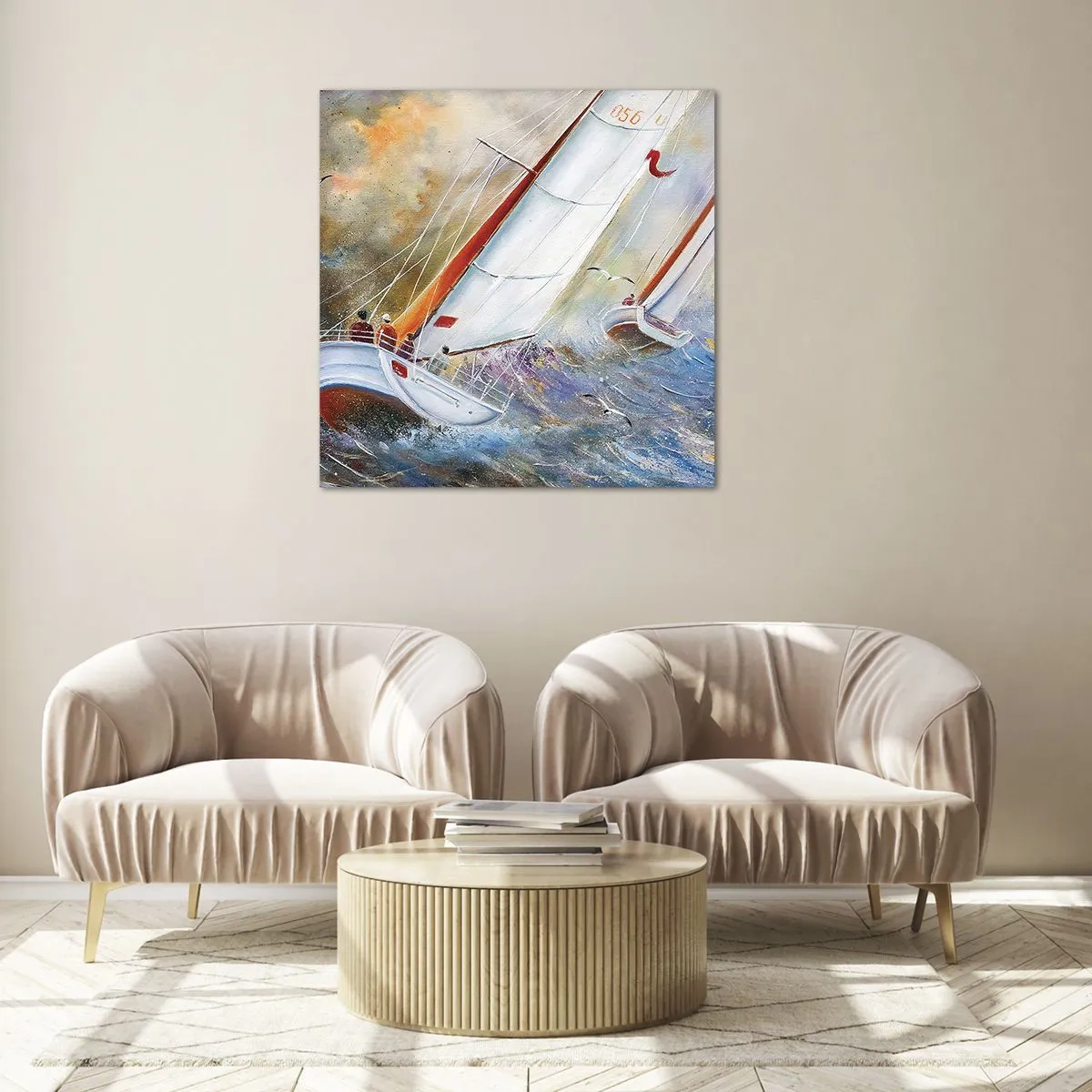 Impression sur verre - Image sur verre - Concourir sur les vagues - 60x60 cm