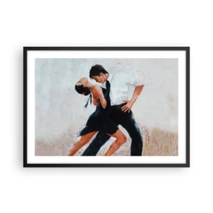 Affiche dans un cadre noir - Poster - Un couple dansant dans une photo élégante et sensuelle - 70x50cm - Tango de mes rêves et pensées - Décoration murale moderne pour le salon et la chambre ARTTOR