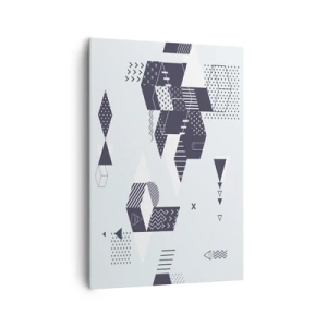 Impression sur toile - Image sur toile - Graphismes géométriques modernes dans des tons de blanc et de bleu marine - 70x100cm - Dans l'âme d'un mathématicien - Décoration murale moderne pour le salon et la chambre ARTTOR