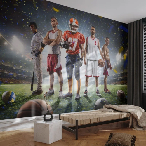 Papier Peint Photo Premium Canvas - Gladiateurs des champs - sport, Athlète, Football - 200x140 cm