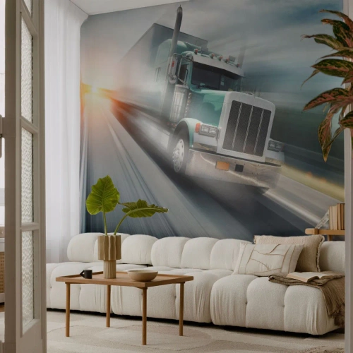 Papier peint sur mesure Autocollant Deluxe - Le géant américain est en fuite - Camion, Automobile, Transport