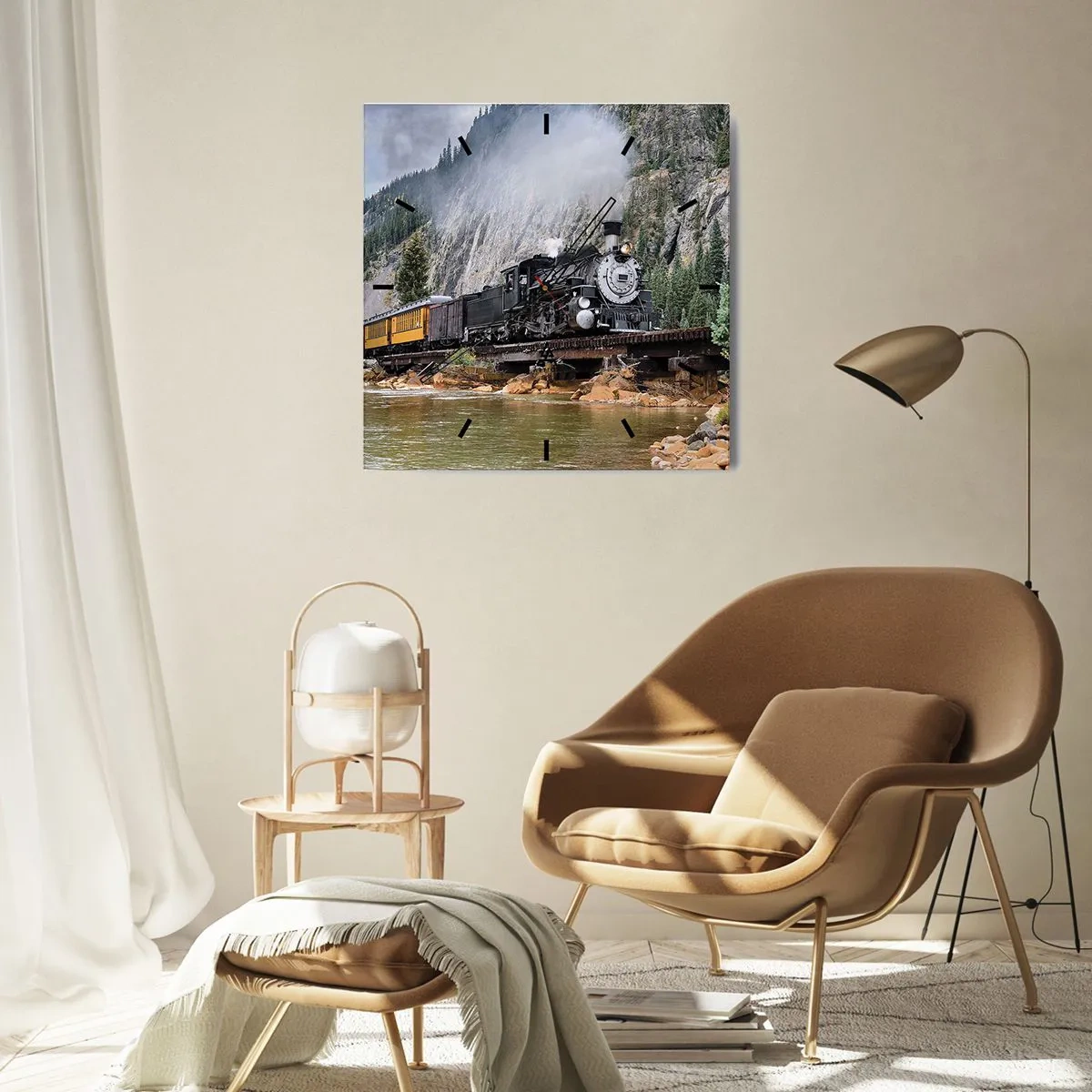 Horloge murale - Pendule murale - Et lui jusqu'où? Jusqu'où? - 40x40 cm