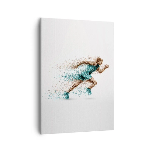 Impression sur toile - Image sur toile - Une figurine de coureur dynamique composée de minuscules particules - 50x70cm - La vie est une course - Décoration murale moderne pour le salon et la chambre ARTTOR