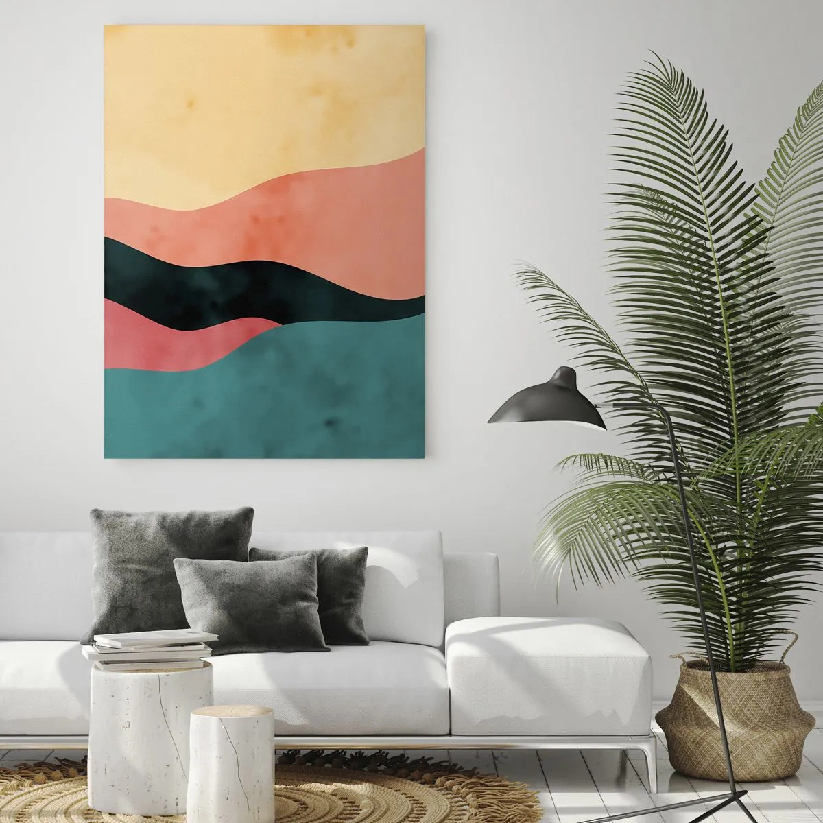 Impression sur verre - Image sur verre - Vagues abstraites aux couleurs pastel - 70x100cm - Conformité non-conforme - Décoration murale moderne pour le salon et la chambre ARTTOR