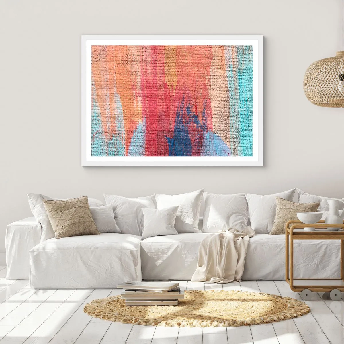 Affiche dans un cadre blanc - Poster - Ecoulement de l'arc-en ciel - 40x30 cm