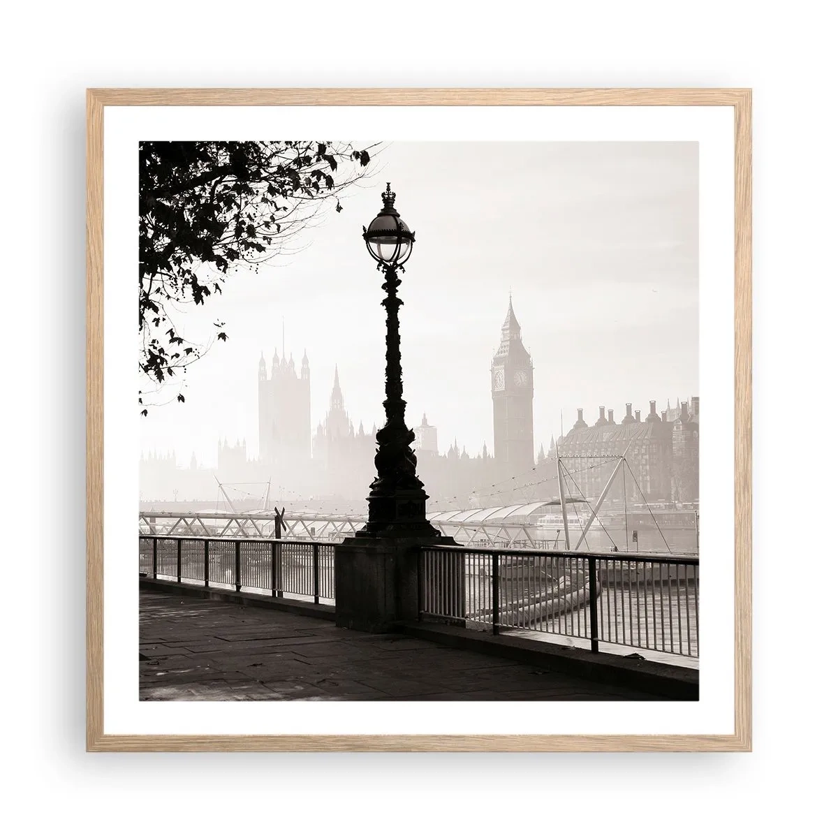 Affiche dans un chêne clair - Poster - Un matin londonien - 60x60 cm