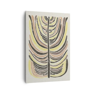 Impression sur toile - Image sur toile - Motif de feuille abstrait dans des tons terreux - 70x100cm - Abstraction pleine de vie - Décoration murale moderne pour le salon et la chambre ARTTOR