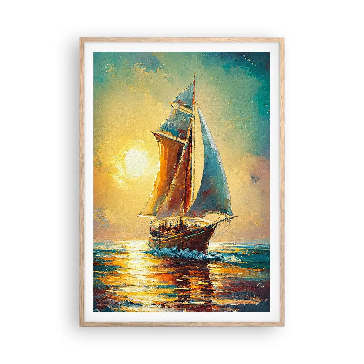 Affiche dans un chêne clair - Poster - Toutes voiles dehors - 70x100 cm