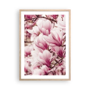 Affiche dans un chêne clair - Poster - Le printemps est rose - 50x70 cm
