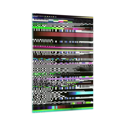 Impression sur verre - Image sur verre - Lignes et pixels colorés dans un style abstrait - 80x120cm - L'image de contrôle de la réalité - Décoration murale moderne pour le salon et la chambre ARTTOR