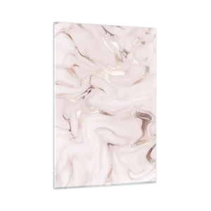 Impression sur verre - Image sur verre - Abstraction élégante dans des tons de rose et d'or - 80x120cm - Dans un châle rose - Décoration murale moderne pour le salon et la chambre ARTTOR