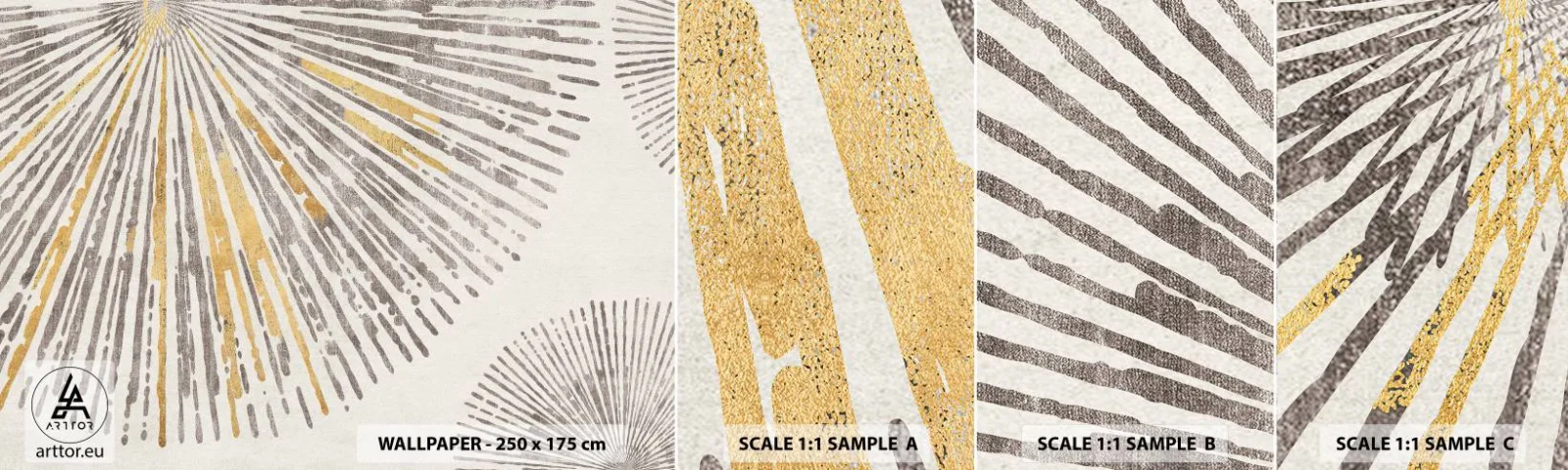 Échantillon de Papier Peint Autocollant Deluxe Sticker - La beauté du rayon - Minimalisme, Brillant, Lignes - 100x30 cm