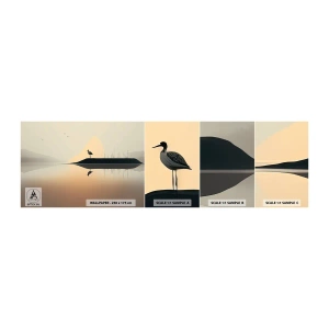 Échantillon de Papier Peint Autocollant Deluxe Sticker - Le seigneur du lac - Oiseau, Paysage, Minimalisme - 100x30 cm