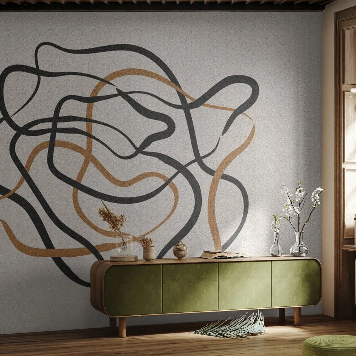 Papier Peint Photo Premium Canvas - Tout s'est mal déroulé - Bohème, Abstraction, Lignes - 250x175 cm