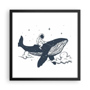 Affiche dans un cadre noir - Poster - Aventure spatiale - 40x40 cm
