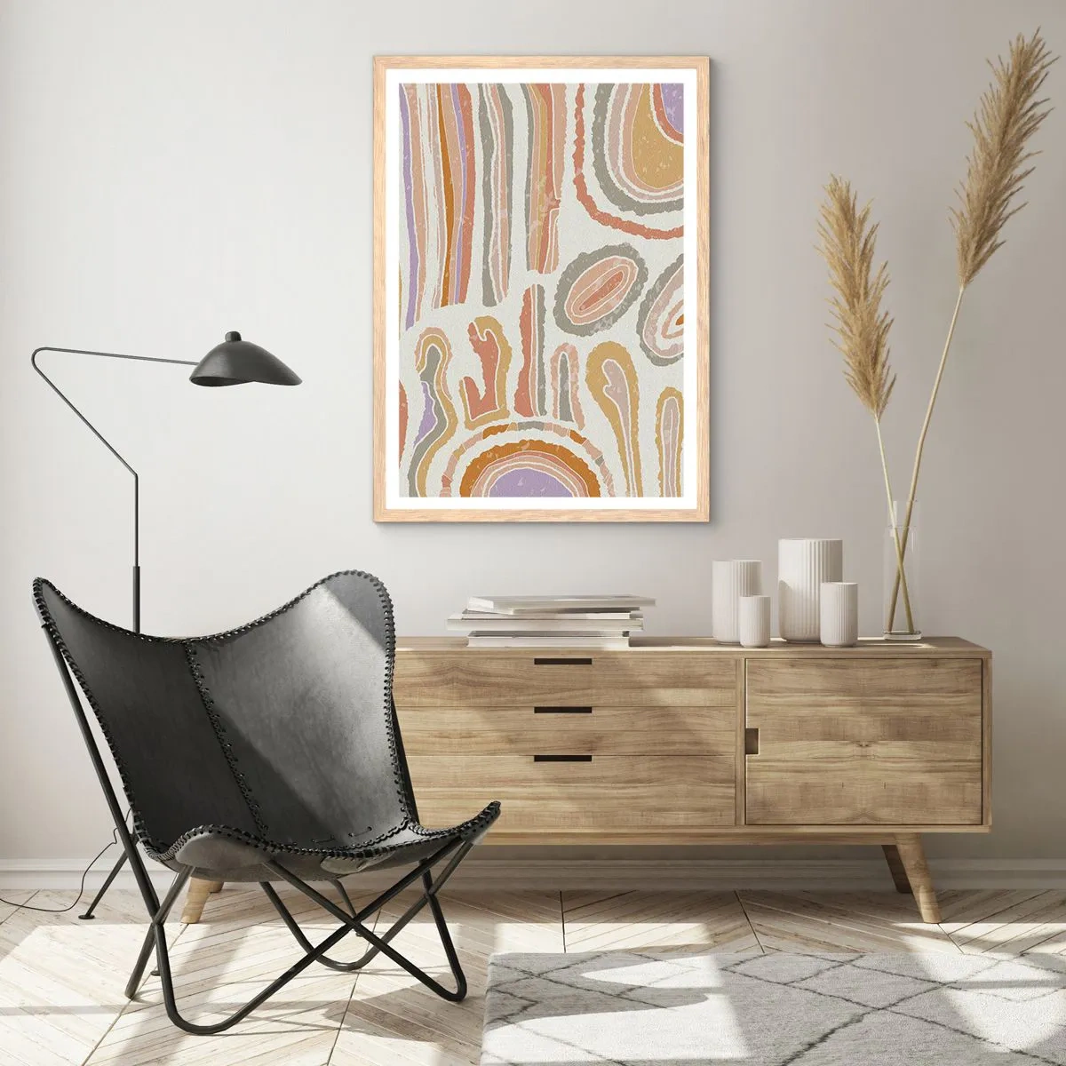 Affiche dans un chêne clair - Poster - Coupes transversales colorées - 40x50 cm
