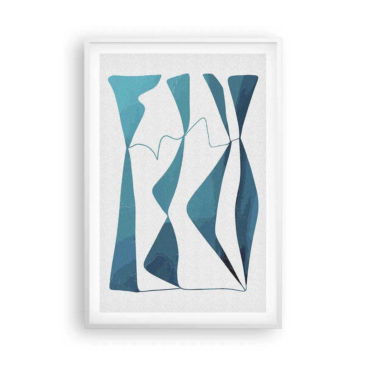 Affiche dans un cadre blanc - Poster - Abstraction : composé turquoise - 61x91 cm