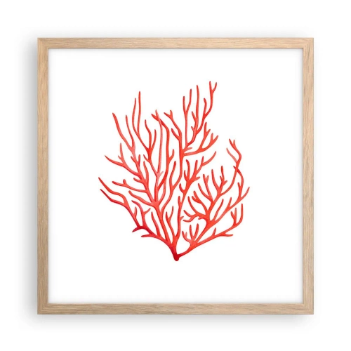 Affiche dans un chêne clair - Poster - Filigrane de corail - 40x40 cm