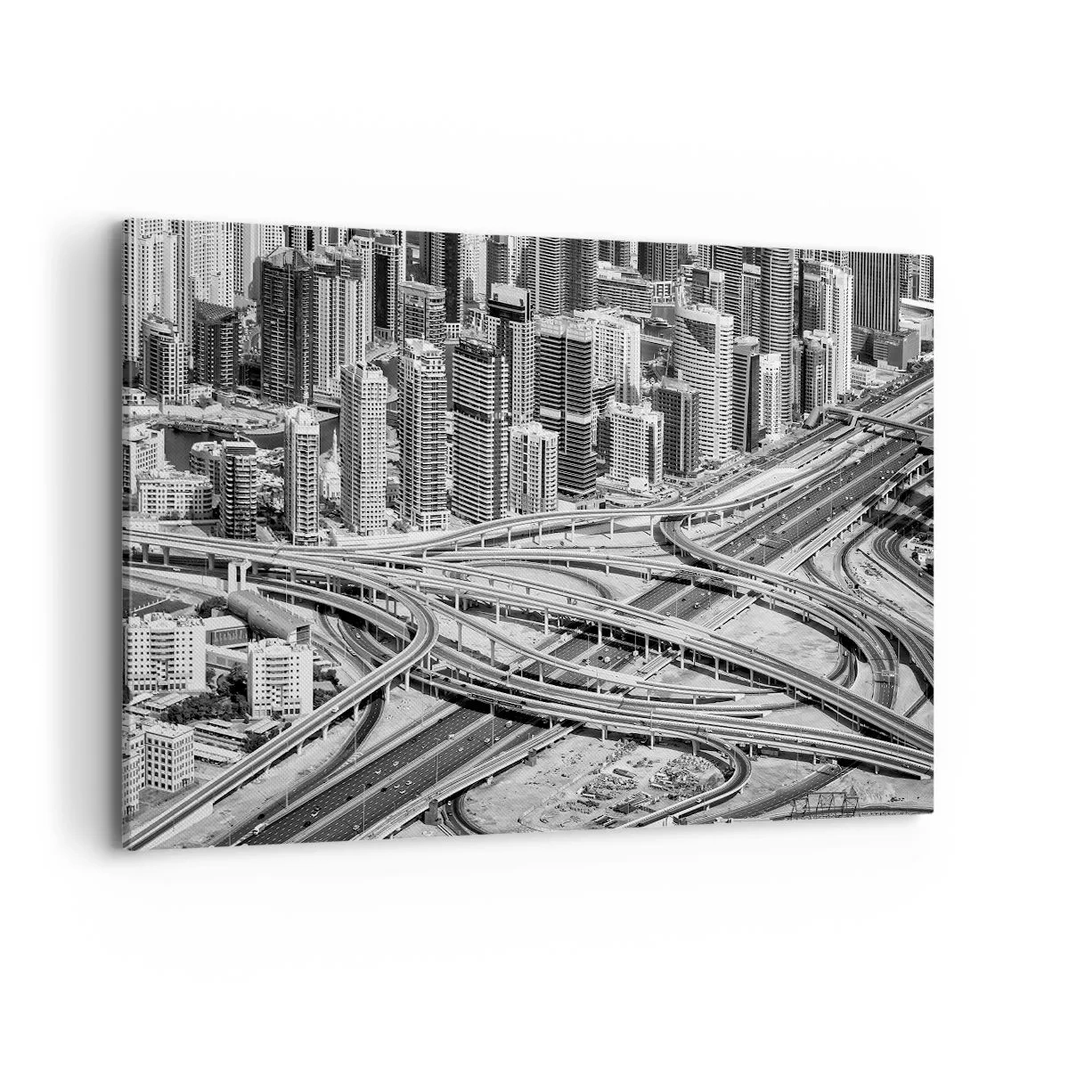 Impression sur toile - Image sur toile - Une vue plongeante sur Dubaï - 120x80cm - Dubaï - la ville impossible - Décoration murale moderne pour le salon et la chambre ARTTOR