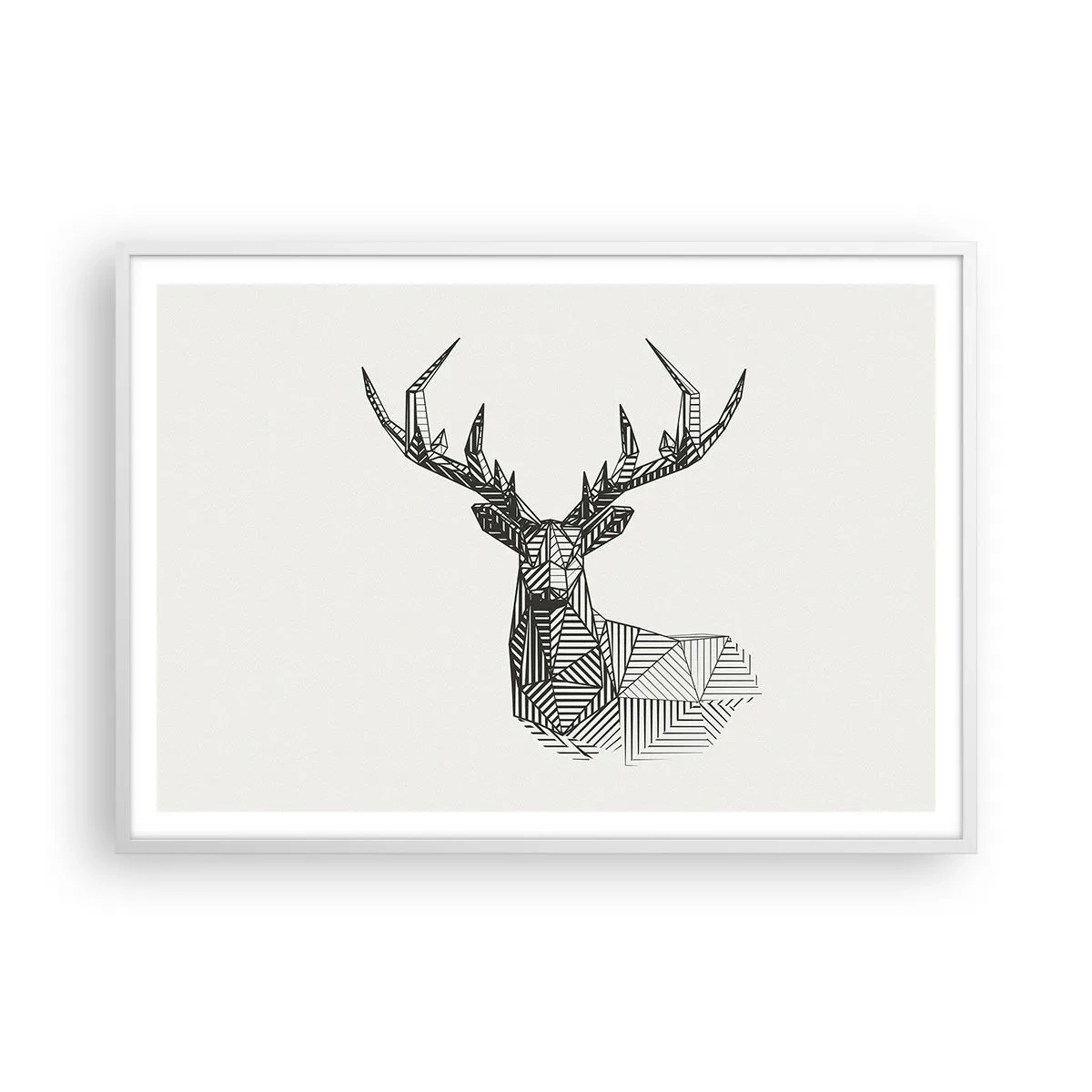 Affiche dans un cadre blanc - Poster - Cerf dans un style cubique - 100x70 cm