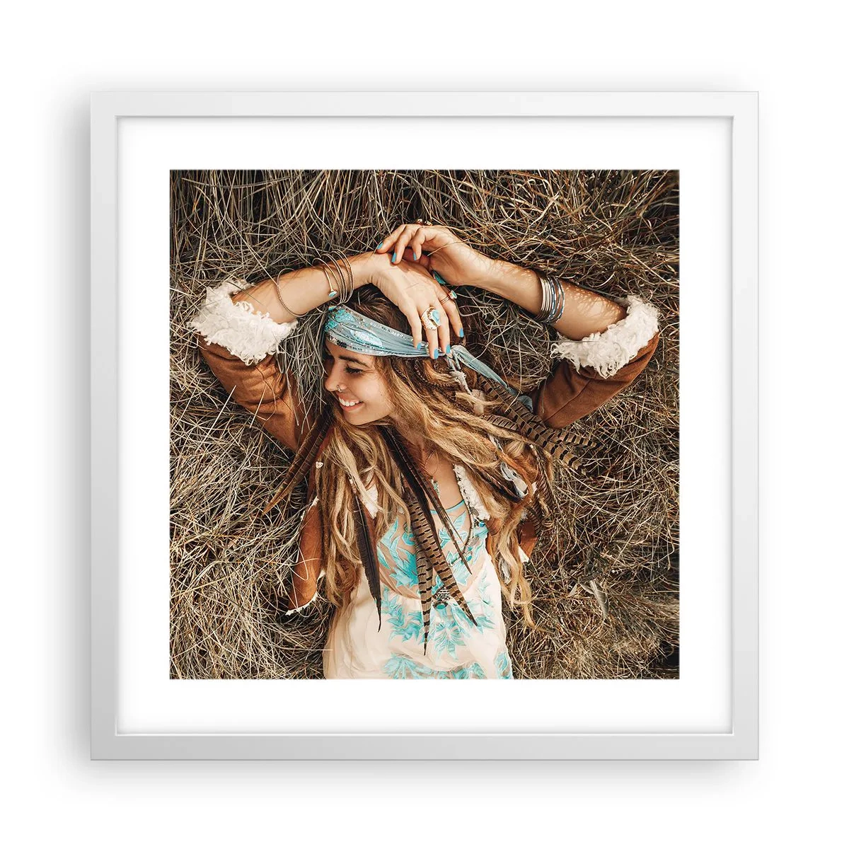 Affiche dans un cadre blanc - Poster - En route vers les années d'amour - 40x40 cm