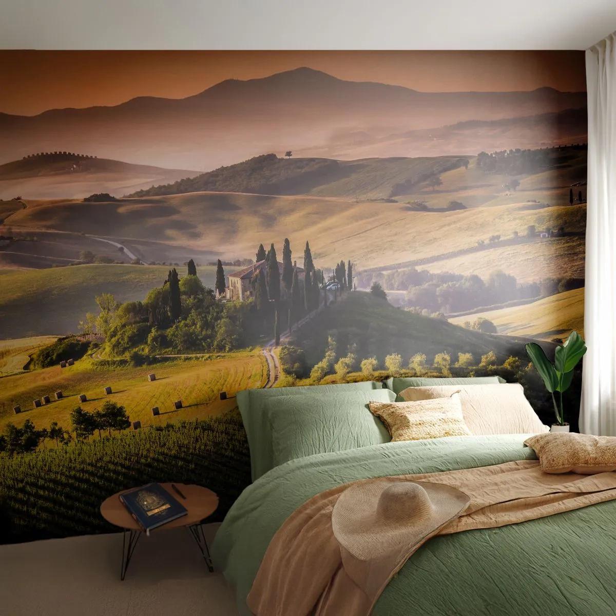 Papier Peint Autocollant Deluxe Sticker - Arcadie - le paysage toscan - Paysage, Toscane, Vignobles - 250x175 cm