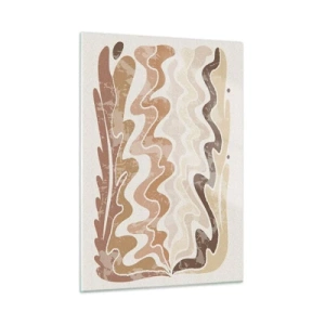 Impression sur verre - Image sur verre - Vagues beiges et brunes dans une composition abstraite - 50x70cm - Bonne énergie – bonnes émotions - Décoration murale moderne pour le salon et la chambre ARTTOR