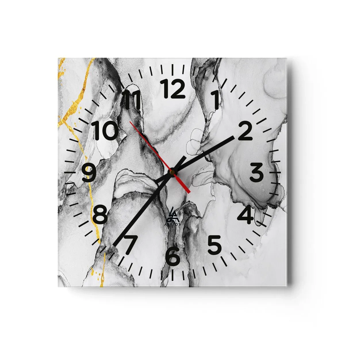 Horloge murale - Pendule murale - Composition à motif or - 40x40 cm