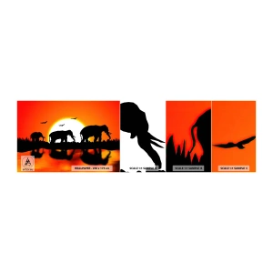 Échantillon De Papier Peint Standard Eco - Et le soir pour un petit verre - Animaux, Afrique, Éléphant - 100x30 cm