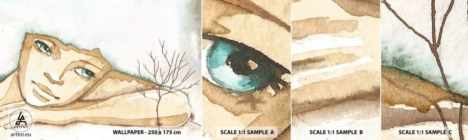 Échantillon De Papier Peint Standard Eco - L'arbre de la poésie naît du silence - Conte de fées, Abstraction, Pour les enfants - 100x30 cm